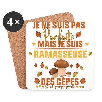 parfaite mais je suis ramasseuse des cèpes - Dessous de verre (lot de 4) - blanc - Devant