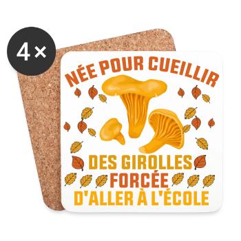 née pour cueillir des girolles cadeau girolle - Dessous de verre (lot de 4) - blanc - Devant