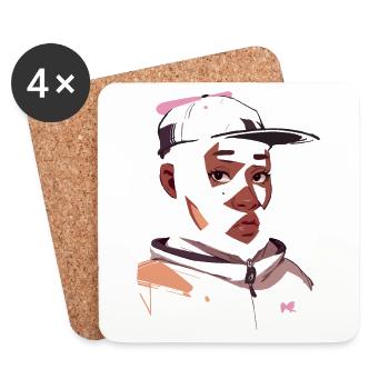 Artistic Black Woman with a Snapback - Coasters (set of 4) - white - Front