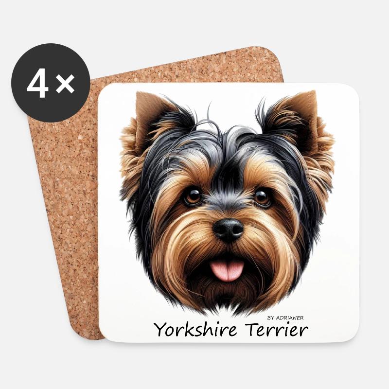 Yorkshire Terrier - Untersetzer (4er-Set) - Weiß