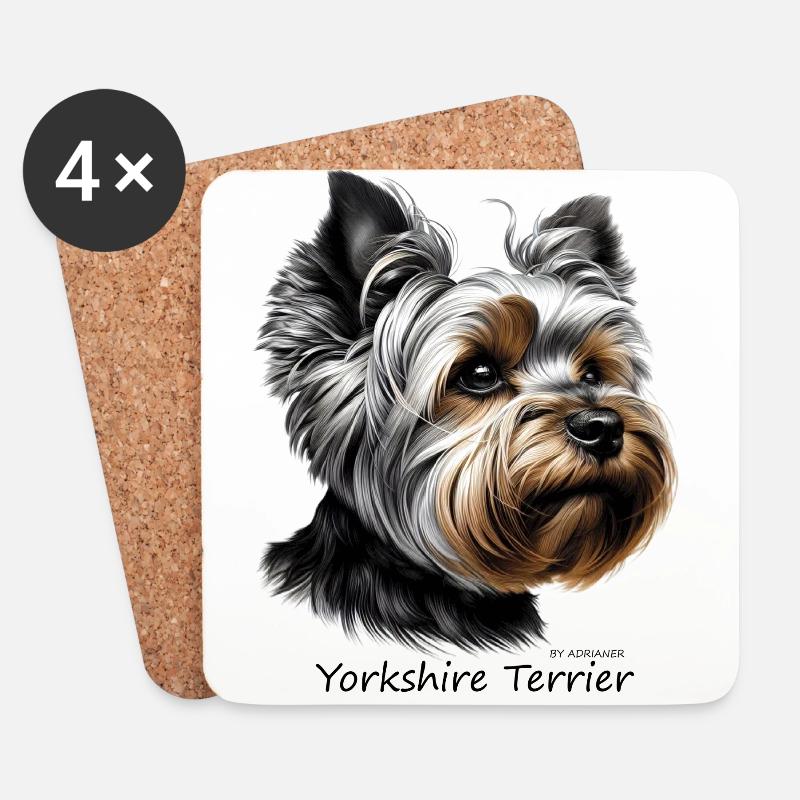 Yorkshire Terrier - Untersetzer (4er-Set) - Weiß