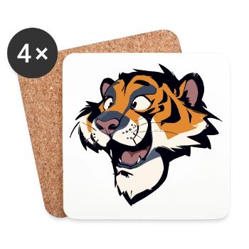 Tigre heureux - Dessous de verre (lot de 4) - blanc - Devant
