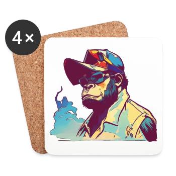 Gorilla with Shades - Coasters (set of 4) - white - Front