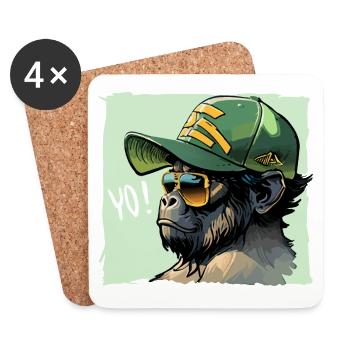 Gorilla YO! - Untersetzer (4er-Set) - Weiß - Vorne