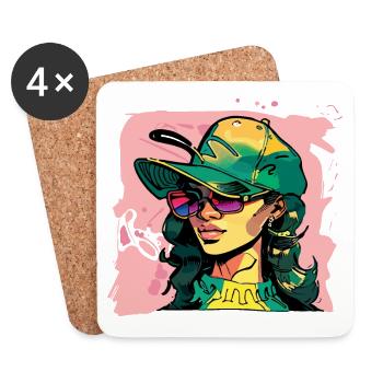 Mädchen im urbanen Stil - Untersetzer (4er-Set) - Weiß - Vorne