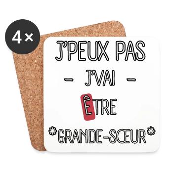 J'peux pas je Vai être grande-Sœur - Dessous de verre (lot de 4) - blanc - Devant