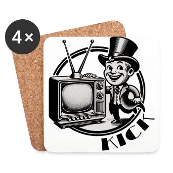 Retro Kick TV - Mainstream abschalten - Untersetzer (4er-Set) - Weiß - Vorne