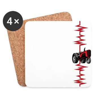 Heartbeat Traktor - Untersetzer (4er-Set) - Weiß - Vorne