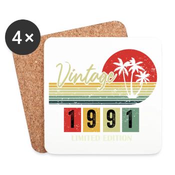 1991 Limited Edition Born 1991 Birthday Gift - Coasters (set of 4) - white - Front