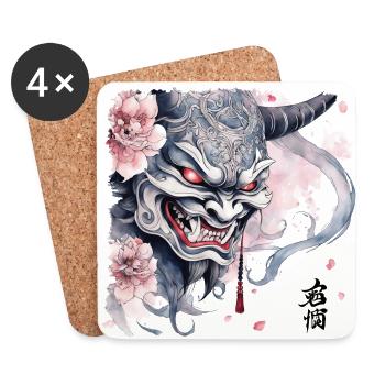 Japanese Hannya - Coasters (set of 4) - white - Front