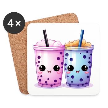 Kawaii Bubble Tea Boba Tea - Coasters (set of 4) - white - Front