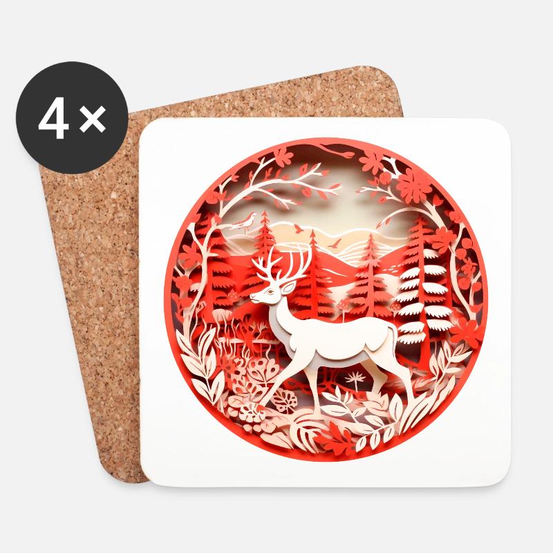 Weihnachten Kugel - Untersetzer (4er-Set) - Weiß