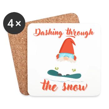 Snowboard Hiver Fun Gnome Snowboarder Cadeau - Dessous de verre (lot de 4) - blanc - Devant