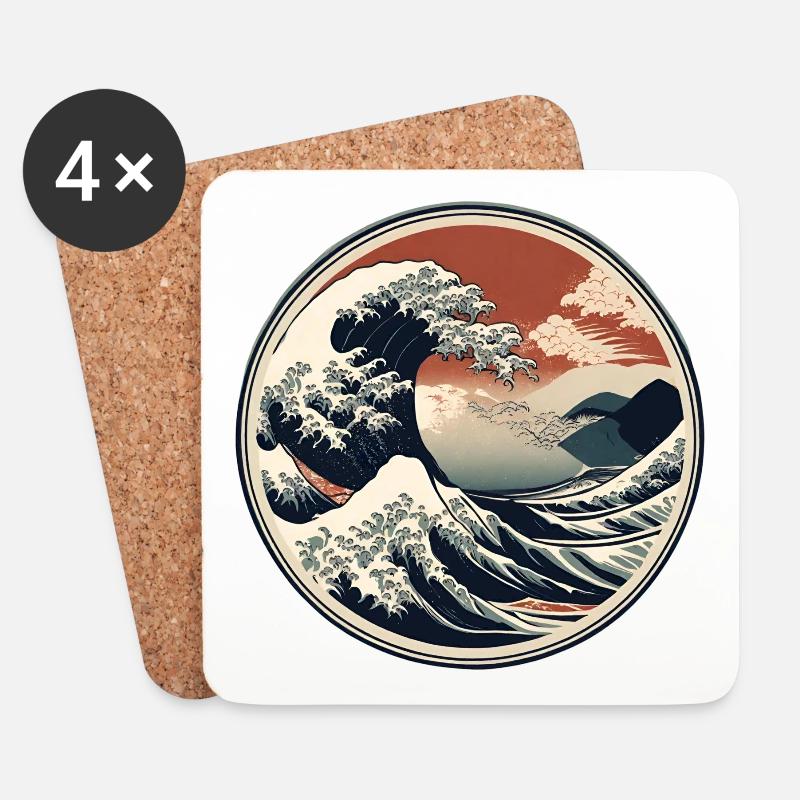 Great Retro Wave – Klassische japanische Kunst - Untersetzer (4er-Set) - Weiß