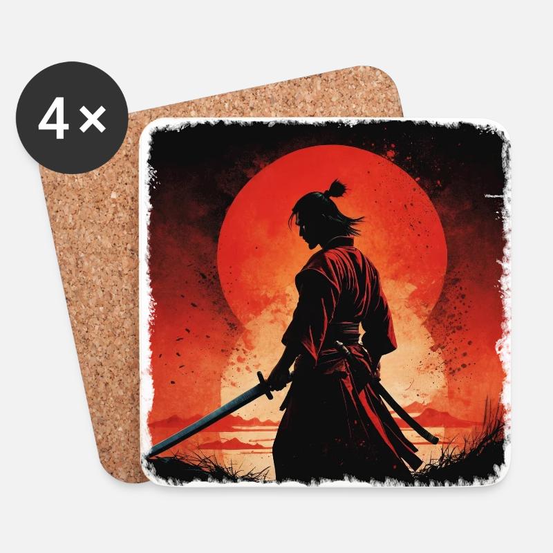sunset samurai Warrior - Coasters (set of 4) - white