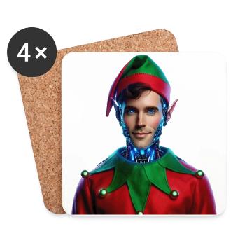 Cyberpunk Weihnachtself - Untersetzer (4er-Set) - Weiß - Vorne