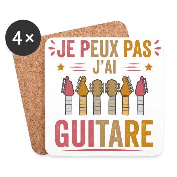 Je peux pas j'ai guitare - Dessous de verre (lot de 4) - blanc - Devant