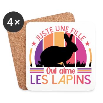 Juste Une Fille Qui Aime Les Lapins - Dessous de verre (lot de 4) - blanc - Devant