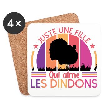 Juste Une Fille Qui Aime Les Dindons - Dessous de verre (lot de 4) - blanc - Devant