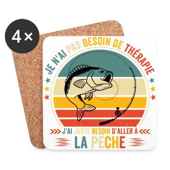 J'ai Juste Besoin D'aller à La Pêche - Dessous de verre (lot de 4) - blanc - Devant