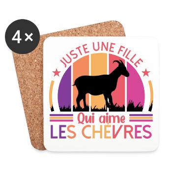 Juste Une Fille Qui Aime Les Chèvres - Dessous de verre (lot de 4) - blanc - Devant