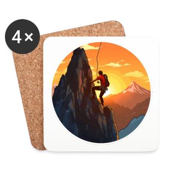 Bergsteiger vorm Sonnenuntergang - Kletter Design - Untersetzer (4er-Set) - Weiß - Vorne