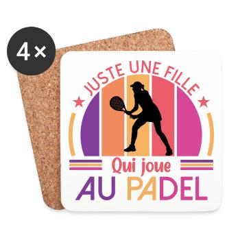 Une Fille padeliste idée Cadeau padel drôles rétro - Dessous de verre (lot de 4) - blanc - Devant