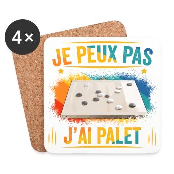 je peux pas j'ai palet idée cadeau palet breton - Dessous de verre (lot de 4) - blanc - Devant