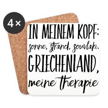 Lustiger Griechischer Spruch Griechenland Geschenk - Untersetzer (4er-Set) - Weiß - Vorne
