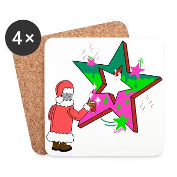Christmas Sprayer Christmas Sprayer Santa Claus - Coasters (set of 4) - white - Front