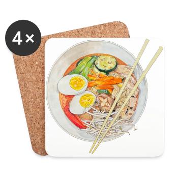 Ramen Suppe japanische Nudelsuppe Japan China - Untersetzer (4er-Set) - Weiß - Vorne
