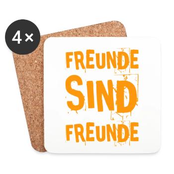 Freunde sind wunderbar - Untersetzer (4er-Set) - Weiß - Vorne