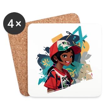 Fille de graffiti - Dessous de verre (lot de 4) - blanc - Devant