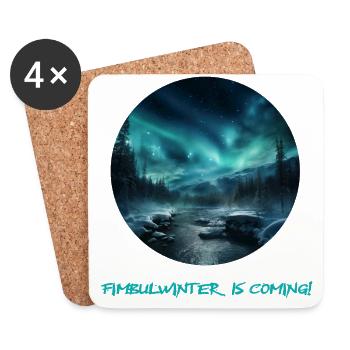 Fimbulwinter is approaching - with epic Northern Lights - Coasters (set of 4) - white - Front