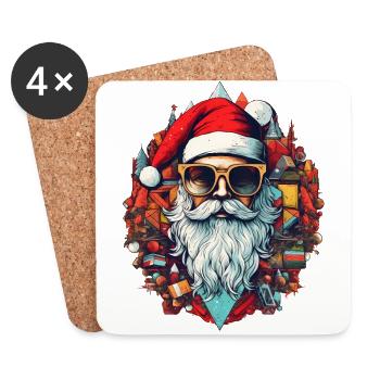 Geometrisches Santa Hipster Design für Weihnachten - Untersetzer (4er-Set) - Weiß - Vorne