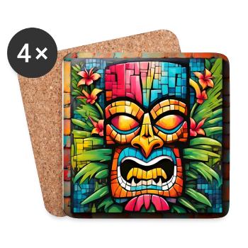 Tiki Mosaik - Untersetzer (4er-Set) - Weiß - Vorne