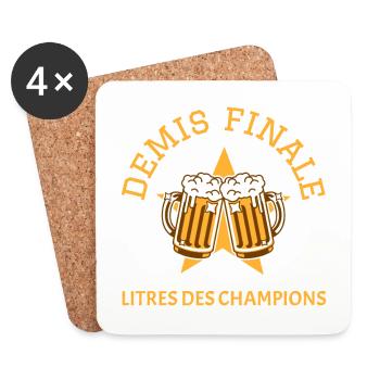DEMIS FINALE, LITRES DES CHAMPIONS ! (bière) - Dessous de verre (lot de 4) - blanc - Devant