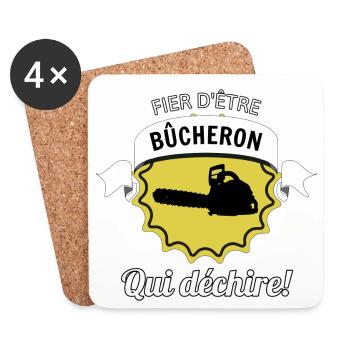 Bûcheron - Dessous de verre (lot de 4) - blanc - Devant
