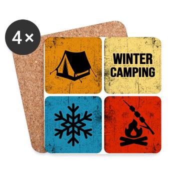 camping d’hiver camping d’hiver bivouac de neige - Dessous de verre (lot de 4) - blanc - Devant