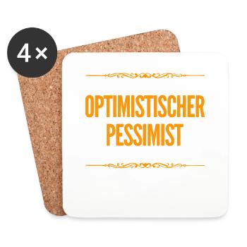 optimistischer Pessimist - Untersetzer (4er-Set) - Weiß - Vorne