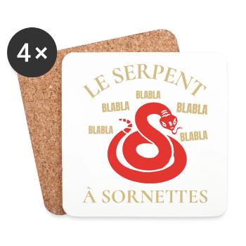 LE FAMEUX SERPENT À SORNETTES ! - Dessous de verre (lot de 4) - blanc - Devant