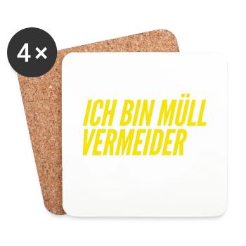 Müllvermeidung ist wunderbar - Untersetzer (4er-Set) - Weiß - Vorne