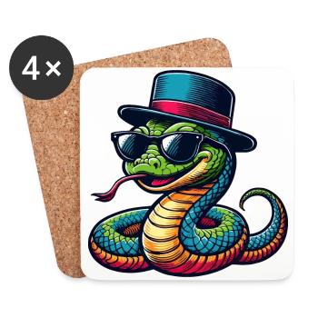 Cool Snake - Coasters (set of 4) - white - Front