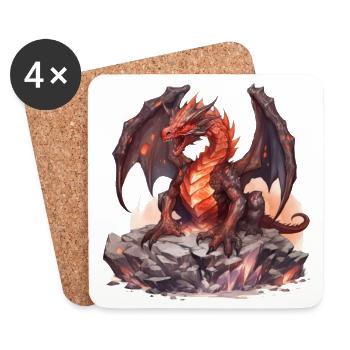 Roter Fantasy-Drache. Ein Geschenk für Drachenliebhaber. - Untersetzer (4er-Set) - Weiß - Vorne