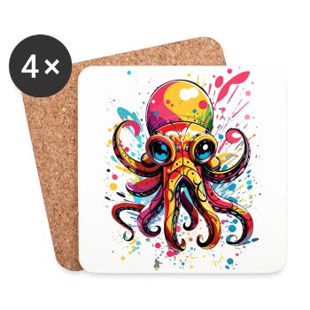 Colorful Octopus - Untersetzer (4er-Set) - Weiß - Vorne