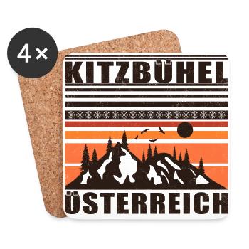 Kitzbühel Österreich Retro Sunset Ski 80er Jahre - Untersetzer (4er-Set) - Weiß - Vorne
