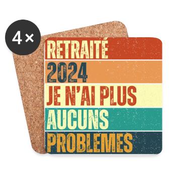 Retraité 2024 humour retraite cadeau pour retraité - Dessous de verre (lot de 4) - blanc - Devant