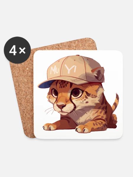 Baby-Gepard - Untersetzer (4er-Set) - Weiß