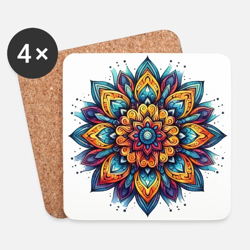 Mandala Harmony - Untersetzer (4er-Set) - Weiß