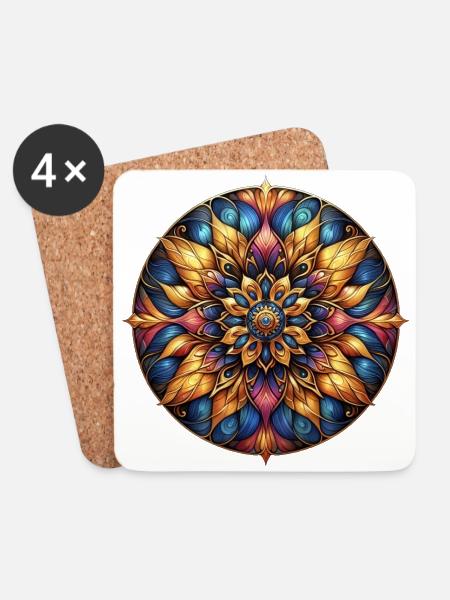 Mandala Harmony golden colour - Coasters (set of 4) - white